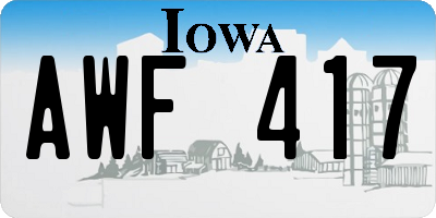 IA license plate AWF417