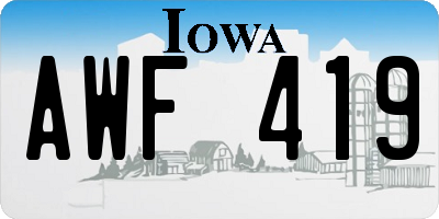 IA license plate AWF419