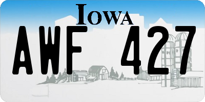 IA license plate AWF427