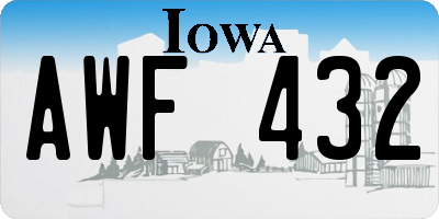 IA license plate AWF432