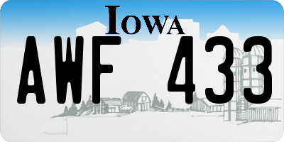 IA license plate AWF433