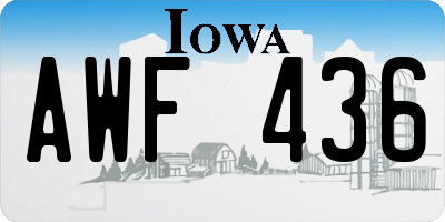 IA license plate AWF436