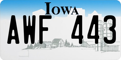 IA license plate AWF443