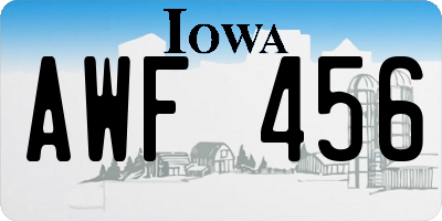 IA license plate AWF456