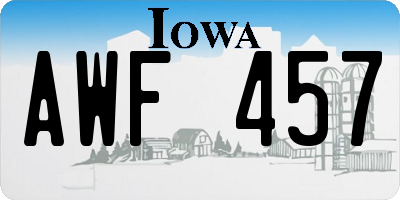 IA license plate AWF457