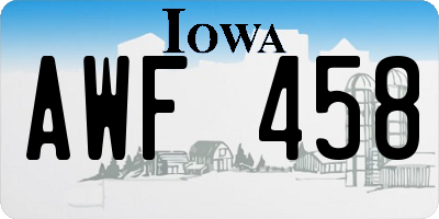 IA license plate AWF458