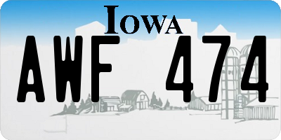 IA license plate AWF474