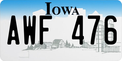 IA license plate AWF476