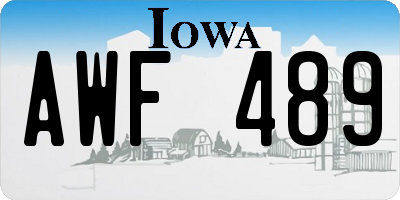 IA license plate AWF489