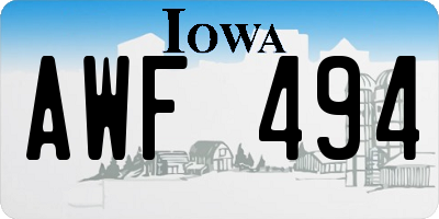 IA license plate AWF494
