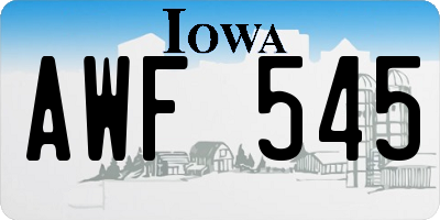 IA license plate AWF545