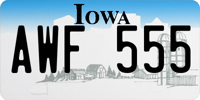 IA license plate AWF555