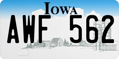 IA license plate AWF562