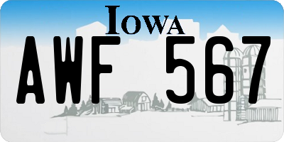 IA license plate AWF567