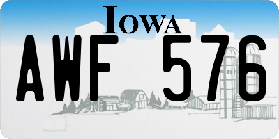IA license plate AWF576