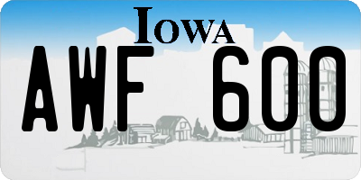IA license plate AWF600