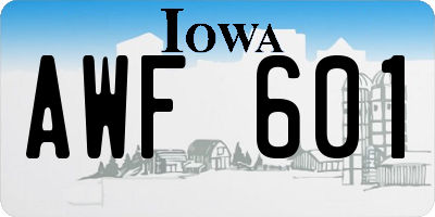 IA license plate AWF601