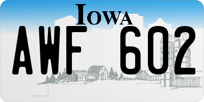 IA license plate AWF602
