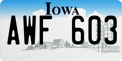 IA license plate AWF603
