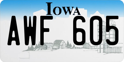 IA license plate AWF605