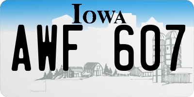 IA license plate AWF607