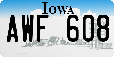 IA license plate AWF608