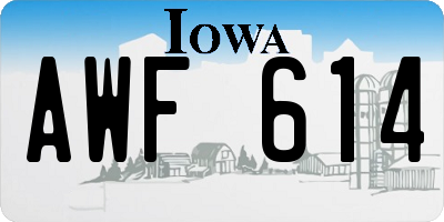 IA license plate AWF614