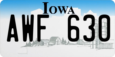 IA license plate AWF630