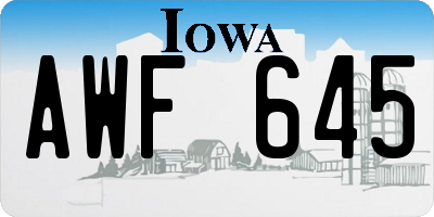 IA license plate AWF645