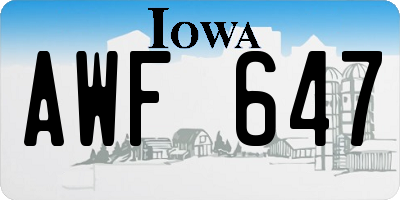 IA license plate AWF647