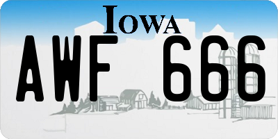 IA license plate AWF666