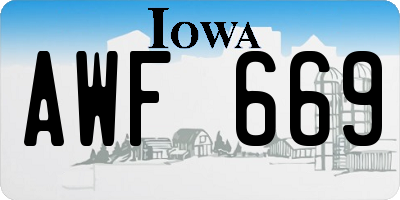 IA license plate AWF669