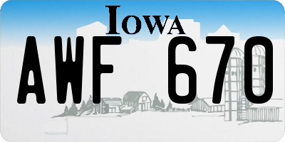 IA license plate AWF670