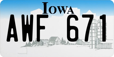 IA license plate AWF671