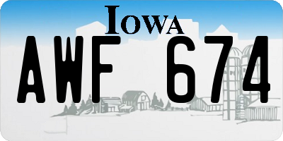 IA license plate AWF674