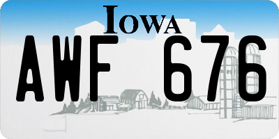 IA license plate AWF676