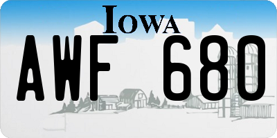 IA license plate AWF680