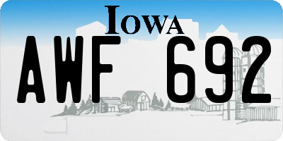 IA license plate AWF692