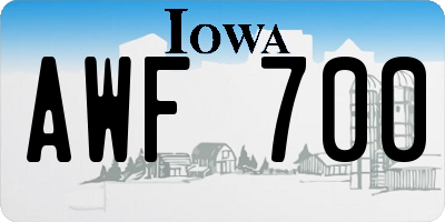 IA license plate AWF700