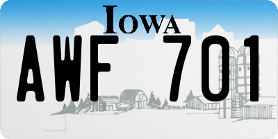 IA license plate AWF701