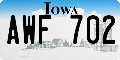 IA license plate AWF702