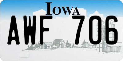 IA license plate AWF706