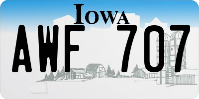 IA license plate AWF707