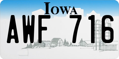 IA license plate AWF716