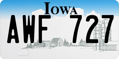 IA license plate AWF727