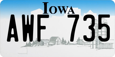 IA license plate AWF735