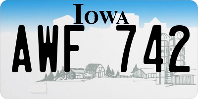 IA license plate AWF742