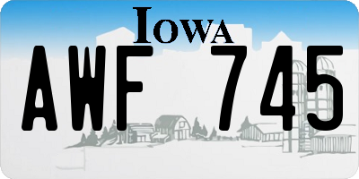 IA license plate AWF745