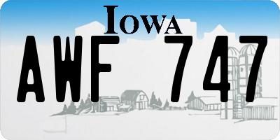IA license plate AWF747