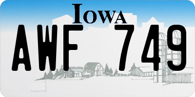 IA license plate AWF749